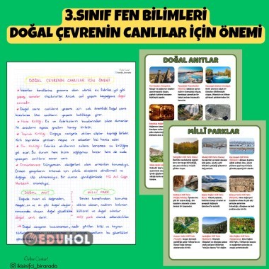 3.SINIF FEN BİLİMLERİ DOĞAL ÇEVRENİN CANLILAR İÇİN ÖNEMİ DEFTER NOTU