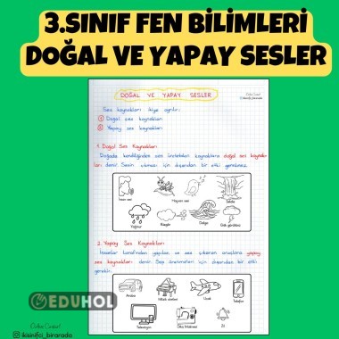 3.SINIF FEN BİLİMLERİ DOĞAL VE YAPAY SESLER DEFTER NOTU