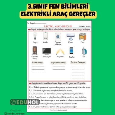 3.SINIF FEN BİLİMLERİ ELEKTRİKLİ ARAÇ GEREÇLER ETKİNLİK