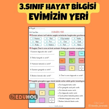 3.SINIF HAYAT BİLGİSİ  EVİMİZİN YERİ ETKİNLİK