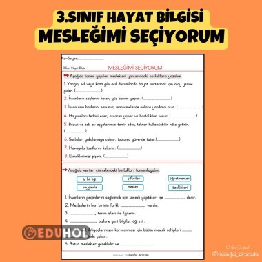 3.SINIF HAYAT BİLGİSİ  MESLEĞİMİ SEÇİYORUM ETKİNLİĞİ