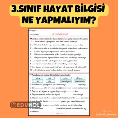 3.SINIF HAYAT BİLGİSİ  NE YAPMALIYIM? ETKİNLİKLERİ