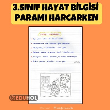 3.SINIF HAYAT BİLGİSİ PARAMI HARCARKEN DEFTER NOTU