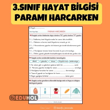 3.SINIF HAYAT BİLGİSİ  PARAMI HARCARKEN DEĞERLENDİRME