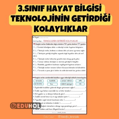3.SINIF HAYAT BİLGİSİ  TEKNOLOJİNİN GETİRDİĞİ KOLAYLIKLAR ETKİNLİKLER
