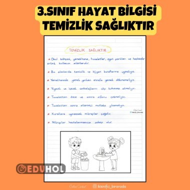 3.SINIF HAYAT BİLGİSİ  TEMİZLİK SAĞLIKTIR DEFTER NOTU
