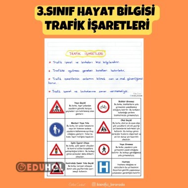3.SINIF HAYAT BİLGİSİ  TRAFİK İŞARETLERİ DEFTER NOTLARI