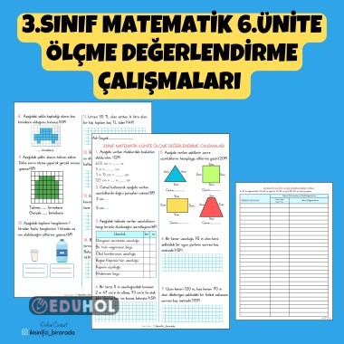3.SINIF MATEMATİK 6.ÜNİTE ÖLÇME DEĞERLENDİRME ÇALIŞMALARI