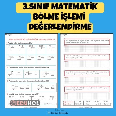 3.SINIF MATEMATİK BÖLME İŞLEMİ DEĞERLENDİRME ÇALIŞMASI