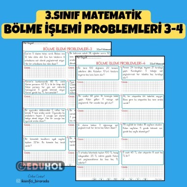 3.SINIF MATEMATİK BÖLME İŞLEMİ PROBLEMLERİ 3-4
