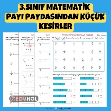 3.SINIF MATEMATİK  PAYI PAYDASINDAN KÜÇÜK KESİRLER ETKİNLİKLERİ