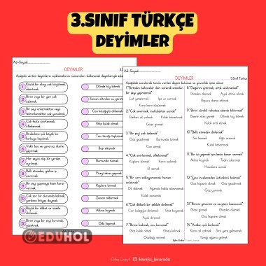 3.SINIF TÜRKÇE DEYİMLER ETKİNLİKLERİ