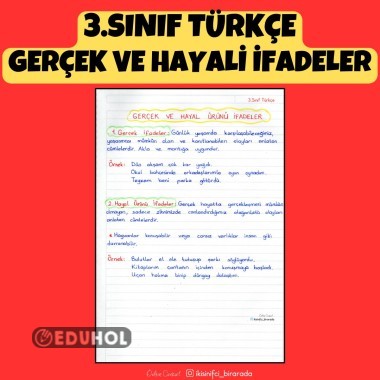 3.SINIF TÜRKÇE GERÇEK VE HAYALİ İFADELER DEFTER NOTU