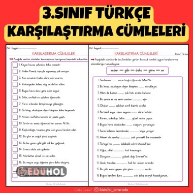 3.SINIF TÜRKÇE KARŞILAŞTIRMA CÜMLELERİ ETKİNLİKLERİ