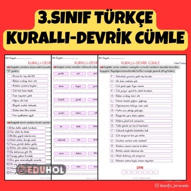 3.SINIF TÜRKÇE KURALLI - DEVRİK CÜMLE ETKİNLİKLERİ
