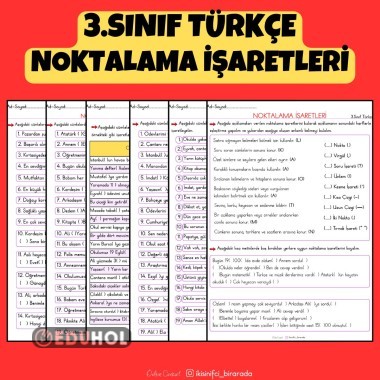 3.SINIF TÜRKÇE NOKTALAMA İŞARETLERİ ETKİNLİKLERİ