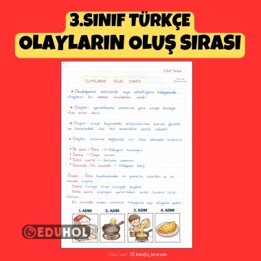 3.SINIF TÜRKÇE OLAYLARIN OLUŞ SIRASI DEFTER NOTU