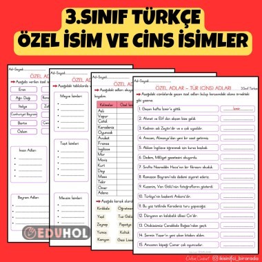 3.SINIF TÜRKÇE ÖZEL İSİM VE CİNS İSİMLER ETKİNLİKLERİ