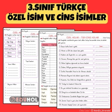 3.SINIF TÜRKÇE ÖZEL İSİM VE CİNS İSİMLER ETKİNLİKLERİ