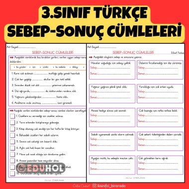 3.SINIF TÜRKÇE SEBEP-SONUÇ CÜMLELERİ ETKİNLİĞİ