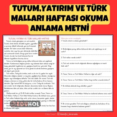 TUTUM,YATIRIM VE TÜRK MALLARI HAFTASI OKUMA ANLAMA METNİ