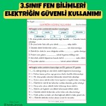 3.SINIF FEN BİLİMLERİ ELEKTRİĞİN GÜVENLİ KULLANIMI ETKİNLİĞİ