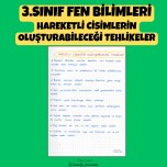 3.SINIF FEN BİLİMLERİ HAREKETLİ CİSİMLERİN OLUŞTURABİLECEĞİ TEHLİKELER
