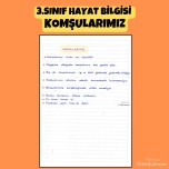 3.SINIF HAYAT BİLGİSİ  KOMŞULARIMIZ DEFTER NOTU
