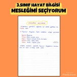 3.SINIF HAYAT BİLGİSİ  MESLEĞİMİ SEÇİYORUM DEFTER NOTU