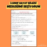 3.SINIF HAYAT BİLGİSİ  MESLEĞİMİ SEÇİYORUM ETKİNLİĞİ