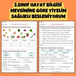 3.SINIF HAYAT BİLGİSİ MEVSİMİNE GÖRE TÜKETELİM VE SAĞLIKLI BESLENİYORUM ETKİNLİĞİ