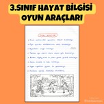 3.SINIF HAYAT BİLGİSİ OYUN ARAÇLARI DEFTER NOTU