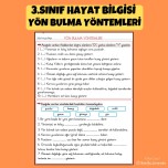 3.SINIF HAYAT BİLGİSİ  YÖN BULMA YÖNTEMLERİ ETKİNLİKLERİ