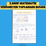 3.SINIF MATEMATİK VERİLMEYEN TOPLANANI BULMA DEFTER NOTU