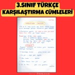 3.SINIF TÜRKÇE KARŞILAŞTIRMA CÜMLELERİ DEFTER NOTU