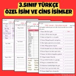 3.SINIF TÜRKÇE ÖZEL İSİM VE CİNS İSİMLER ETKİNLİKLERİ