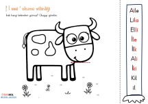 i sesi kelime okuma etkinliği - boyama - kesme