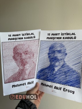 12 Mart Çizgilerle ve Noktalarla  Mehmet Akif Ersoy Portresi