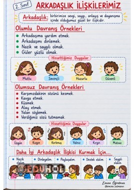 Hayat Bilgisi | Arkadaşlık İlişkilerimiz İnetraktif Defter Notu