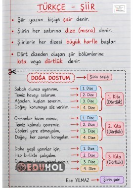 Türkçe Şiir Konusu İnteraktif Defter Notu