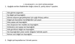 3.sınıf fen bilimleri 5. ve 6. ünite değerlendirme