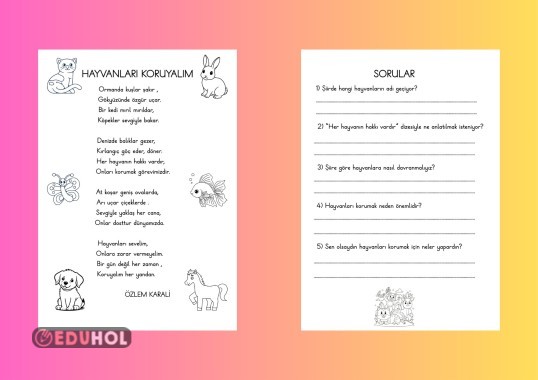 HAYVANLARI KORUMA GÜNÜ ŞİİR VE SORULARI