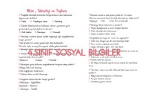 4.SINIF BİLİM, TEKNOLOJİ VE TOPLUM TEST SORULARI