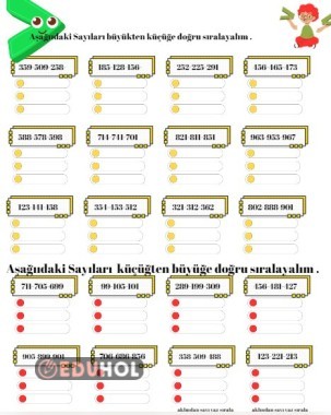 Büyükten Küçüğe/Küçükten Büyüğe sıralama