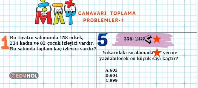 MAT Canavarı Toplama Problemleri 1