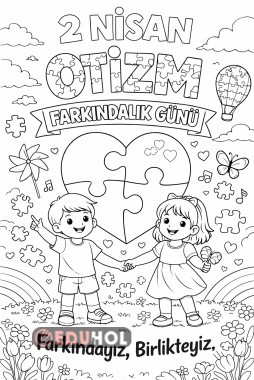 2 Nisan otizm haftası farkındalık günü boyama sayfası