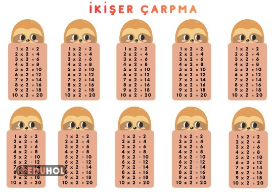 İkişer çarpma defter görseli