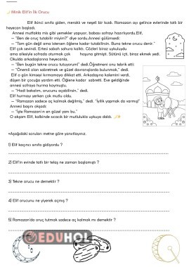 Minik Elif'in ilk orucu okuma parçası