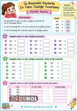 Üç basamaklı sayılarda yüzlüğe yuvarlama