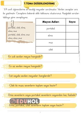 Matematik 7.Tema Değerlendirme
